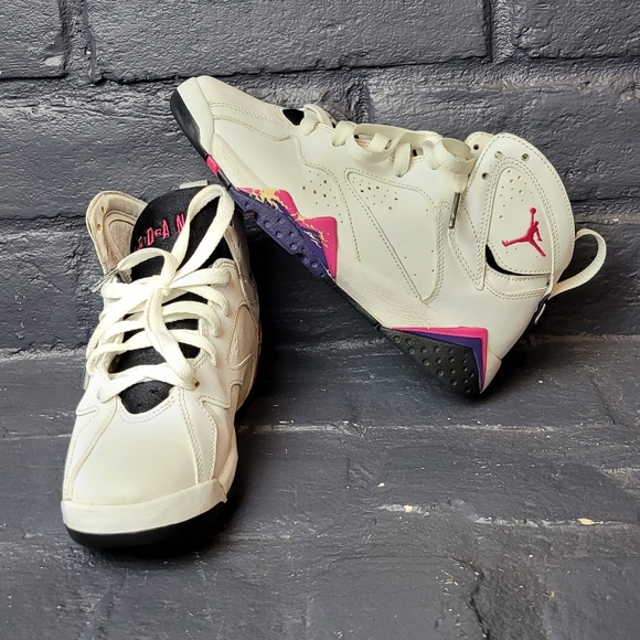 Air Jordan 7 Retro GS White Fireberry US SZ 5Y 442960 117 - Picture 1 of 10